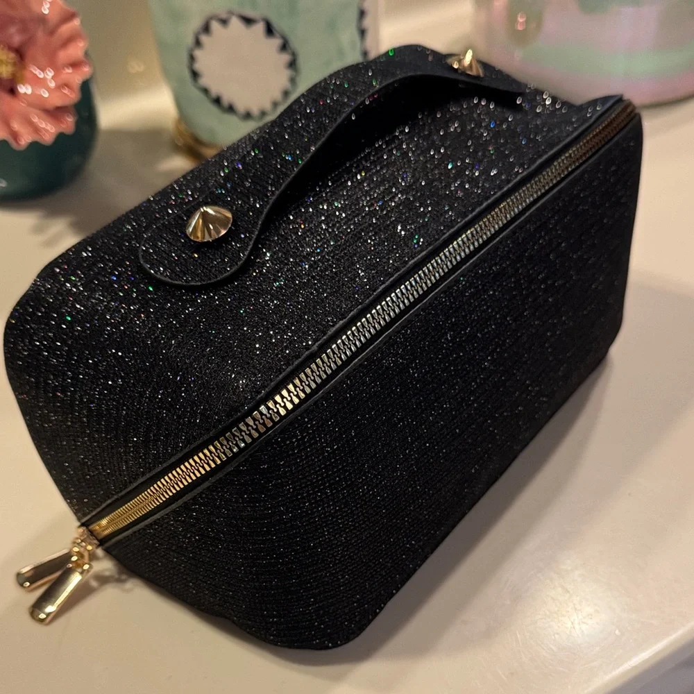 NWOT Make Up bag black sparkle - Picture 1 of 8